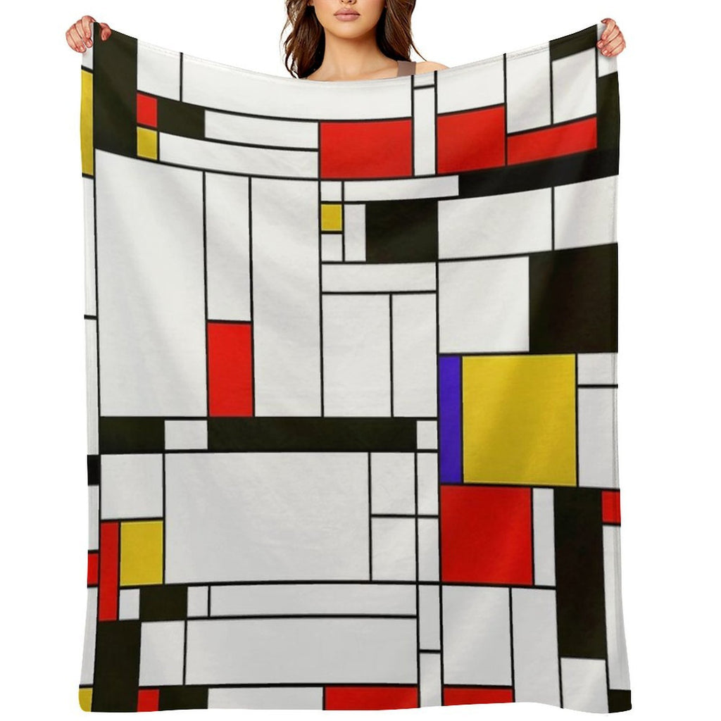 Mondrian Style Abstract Art Premium Throw Blanket