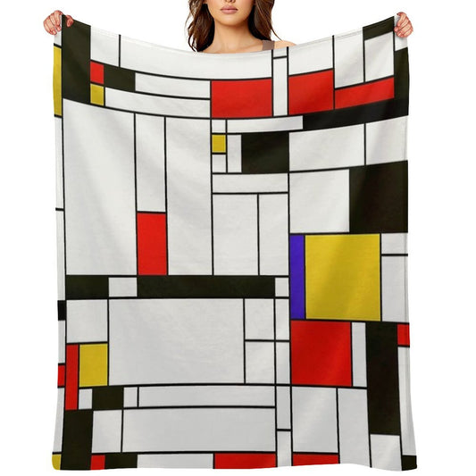 Mondrian Style Abstract Art Premium Throw Blanket
