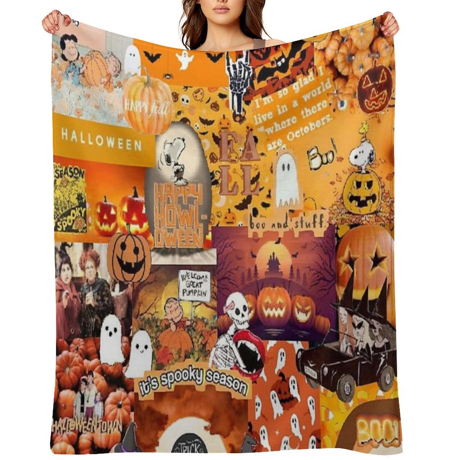 Halloween Collage Anti-pilling Throw Blanket