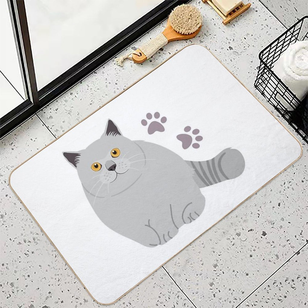 British Shorthair Cat And Paw Print  Rapid-Drying Bath Mat