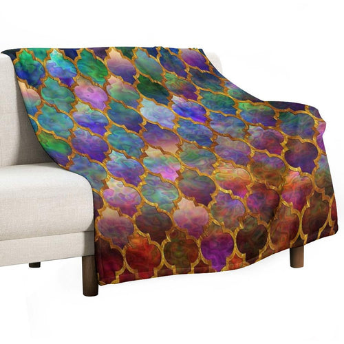 Arabic Moroccan Mosaic Pattern Plush Throw Blanket