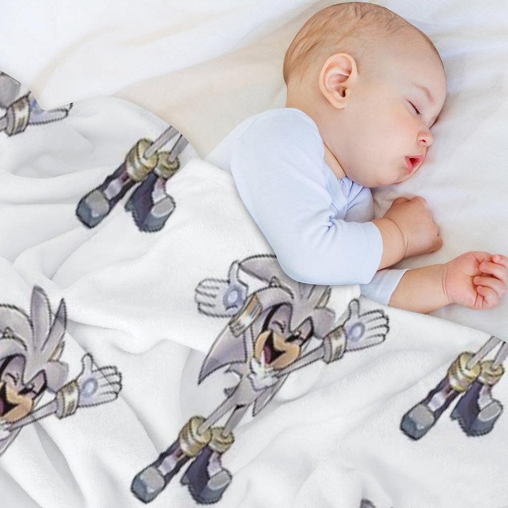 Silver Excited Plush Throw Blanket