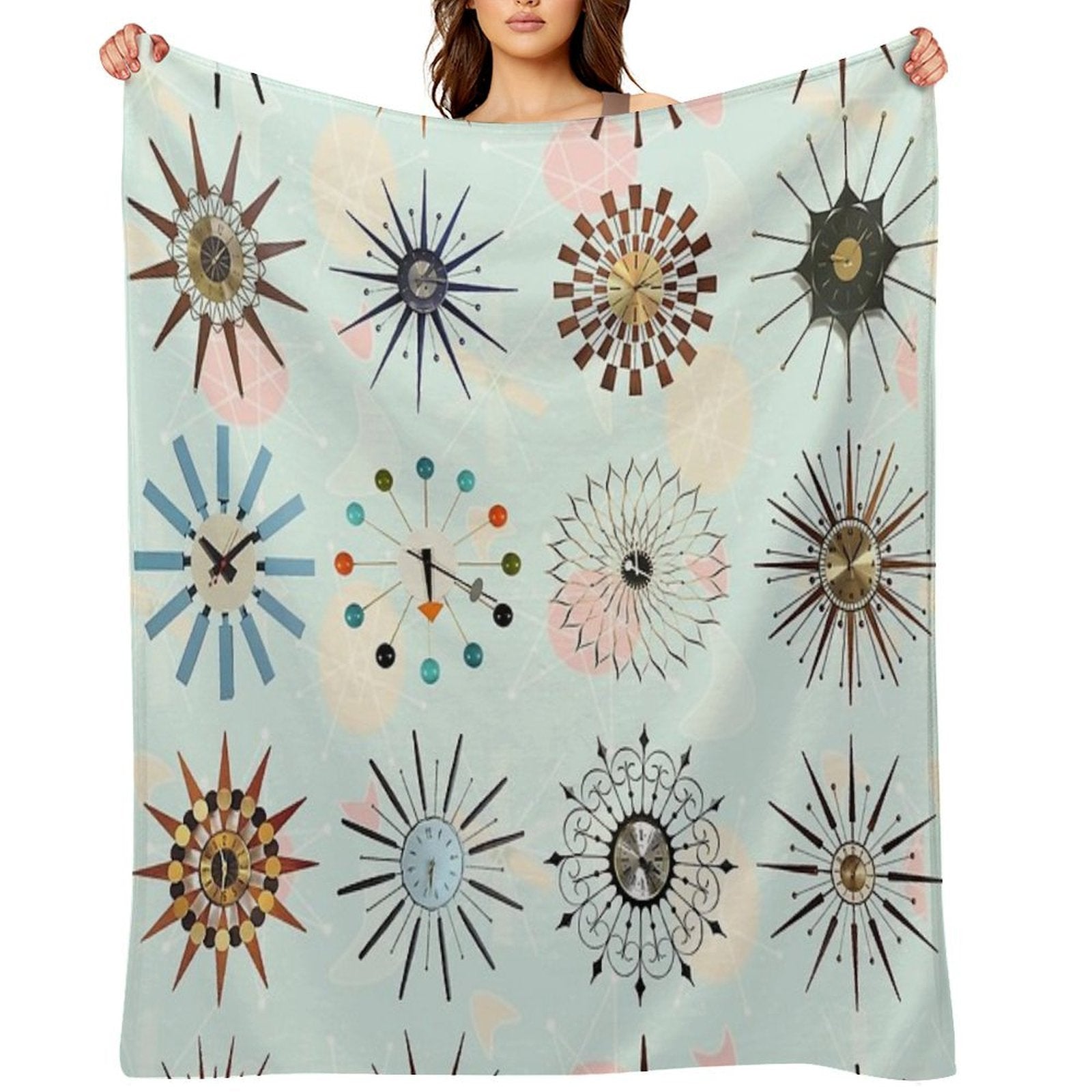 Atomic Starburst Clocks Comfort Throw Blanket