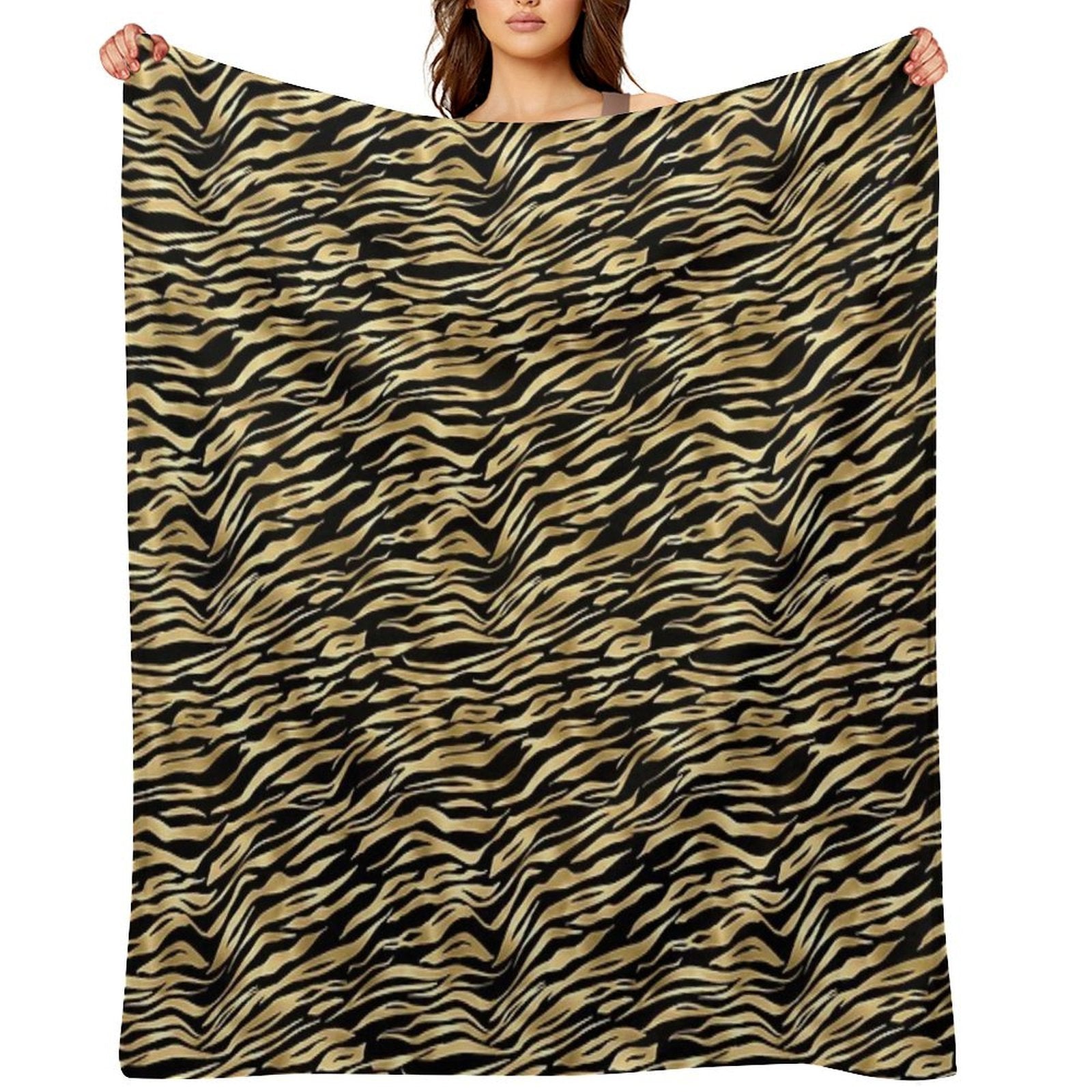 Black And Gold Animal Abstract #1 Premium Throw Blanket