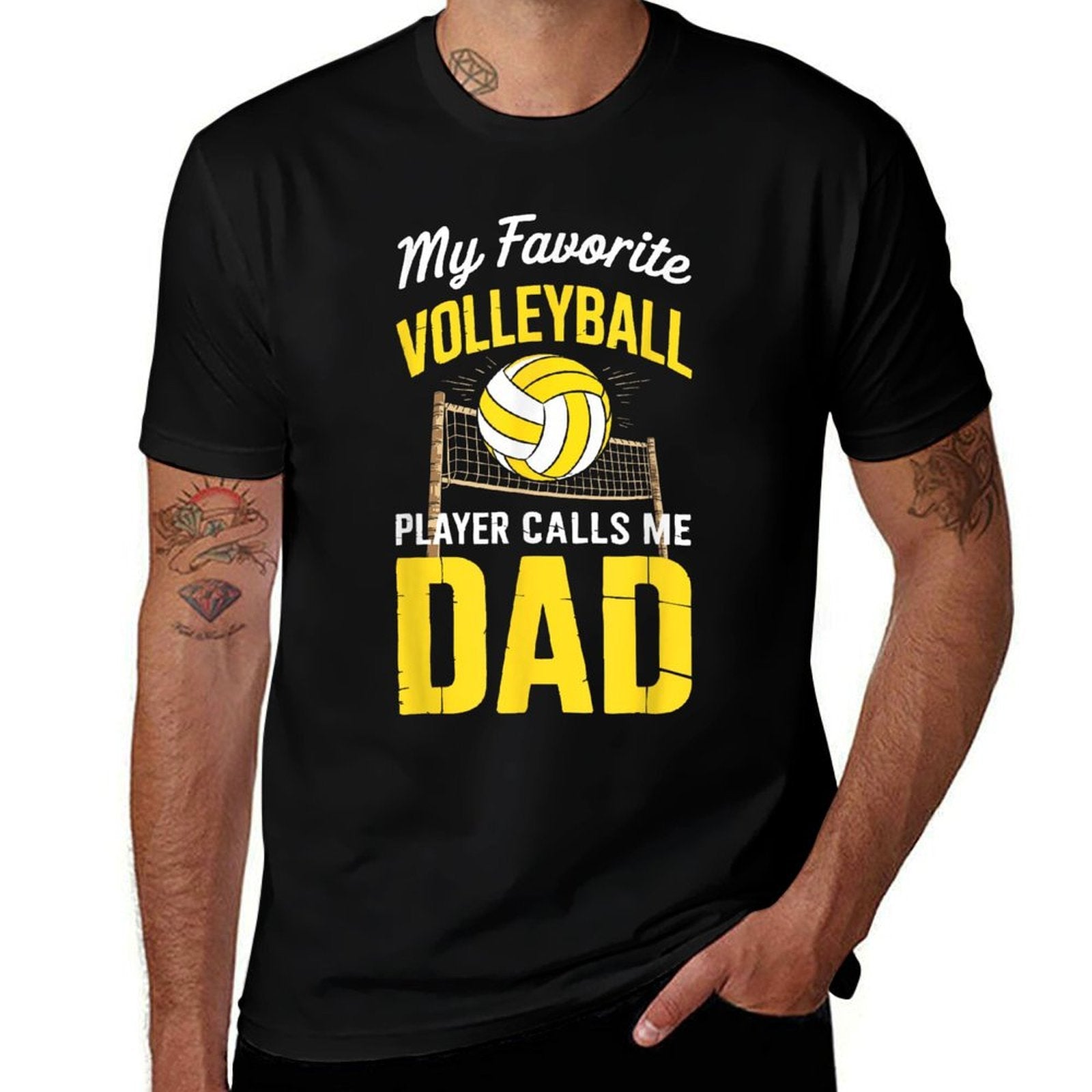 My Favorite Volleyball Player Calls Me Dad Fathers Day  Cotton T-Shirt