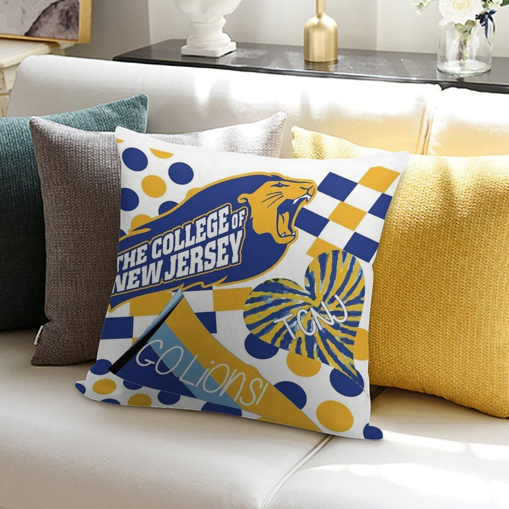 The College of New Jersey Collage Soft Fade-Resistant Throw Pillow