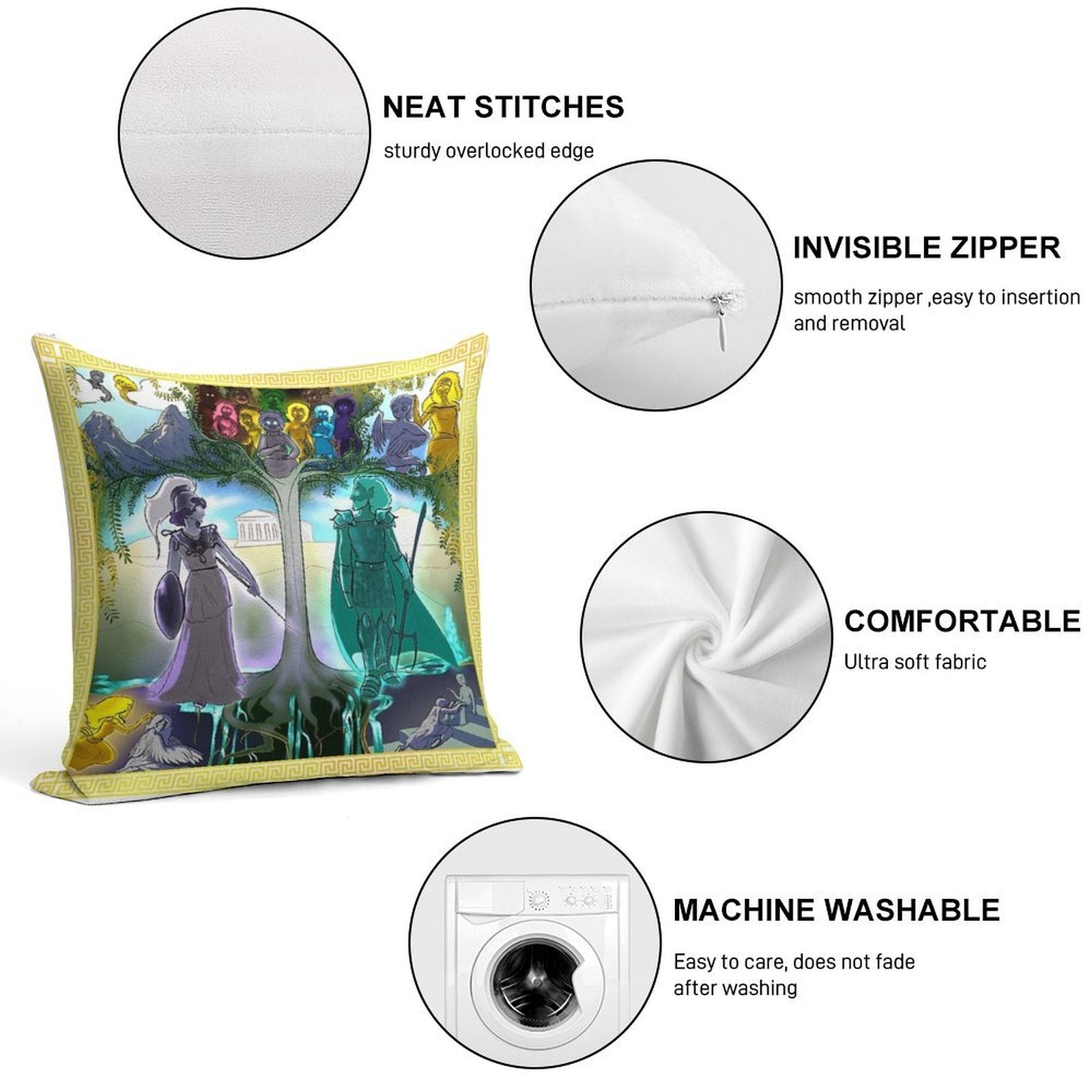 Athena's Tapestry Soft Shrink-Resistant Throw Pillow