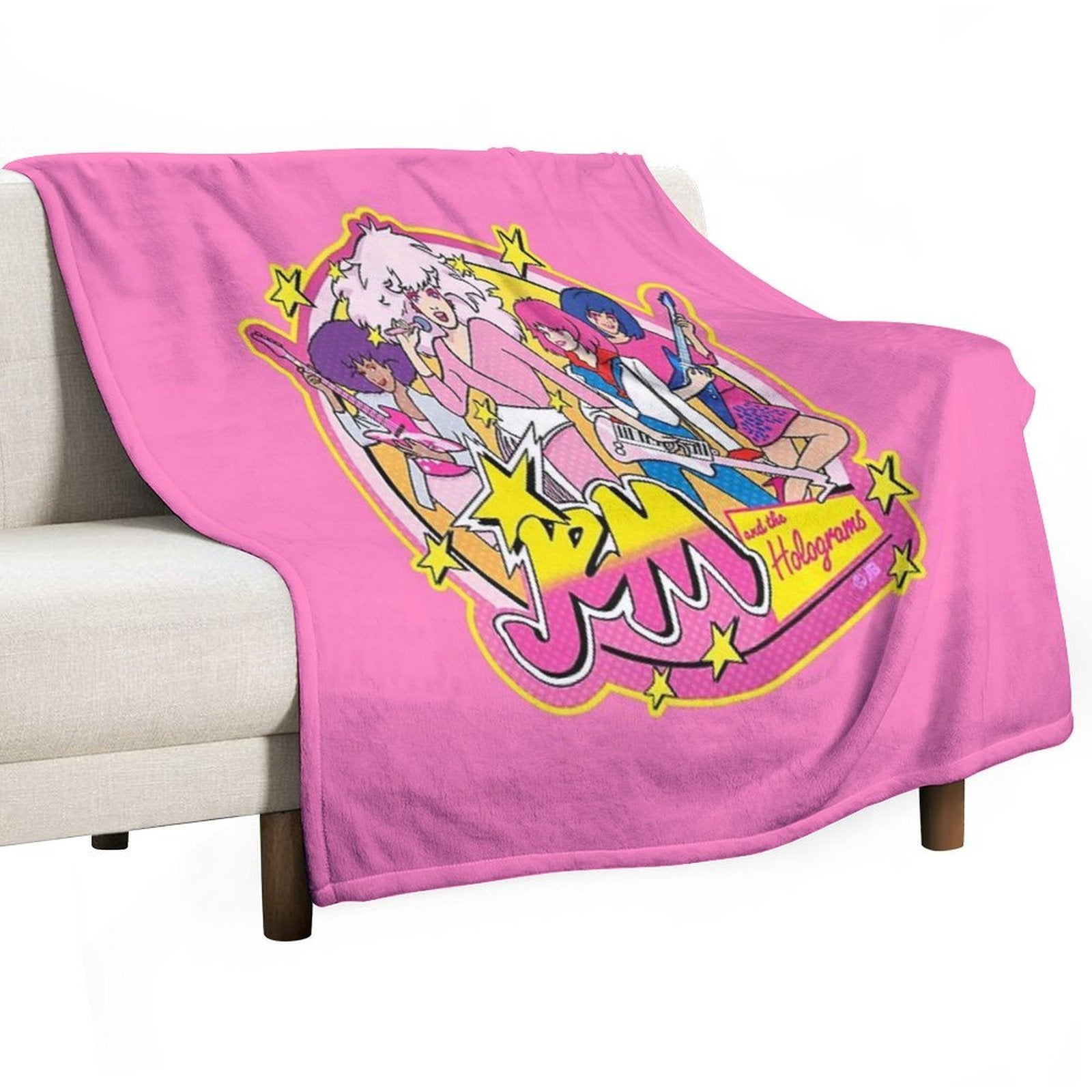 80S Jem And The Holograms HIGH QUALITY Machine-washable Throw Blanket