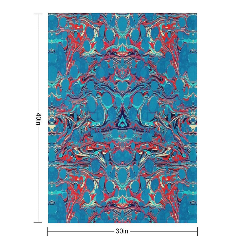 Psychedelic Blue Red Marbled Paper Shrink-resistant Throw Blanket