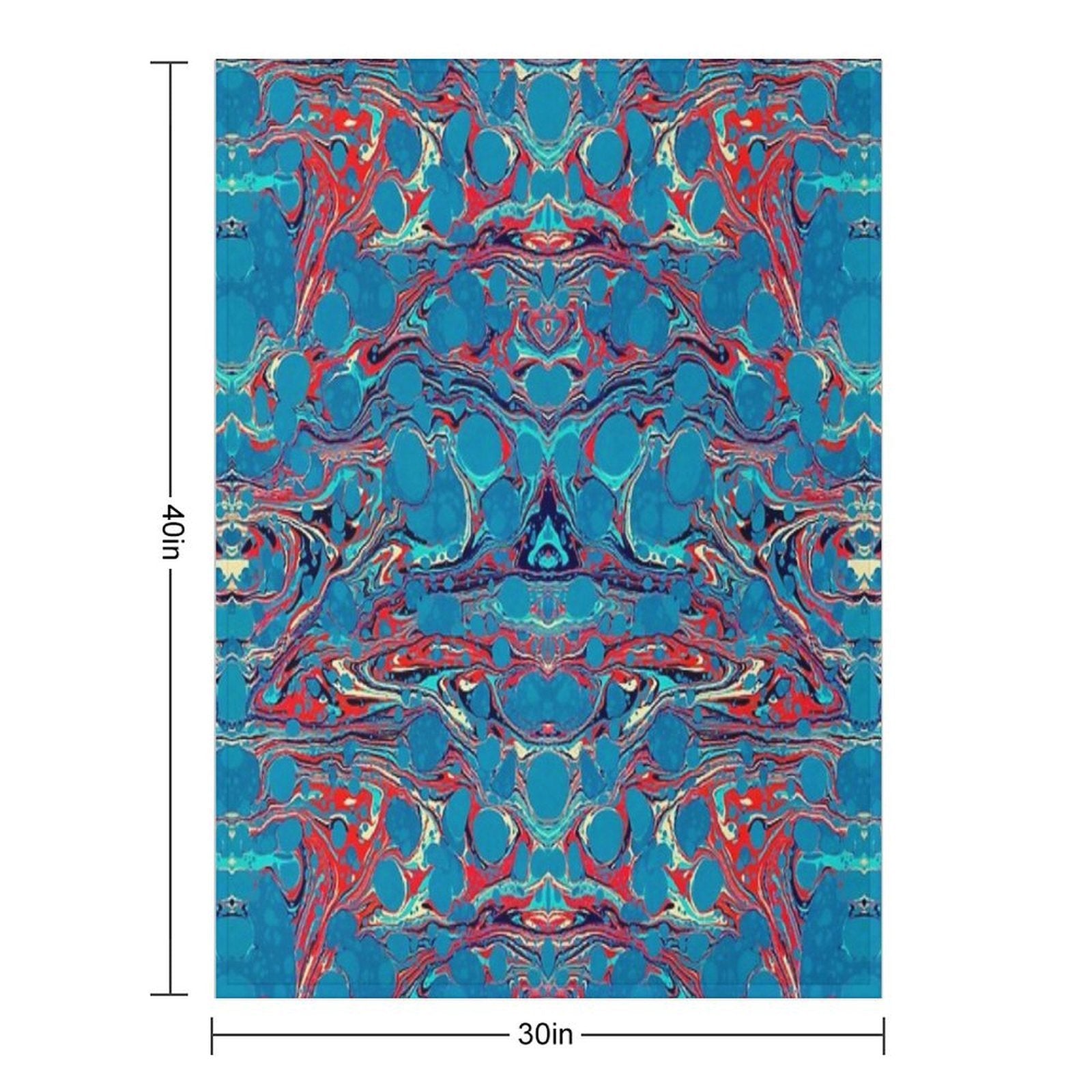 Psychedelic Blue Red Marbled Paper Shrink-resistant Throw Blanket