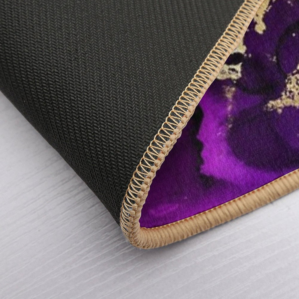 Marble Galaxy in Royal Purple And Gold Splash  Easy Maintenance Bath Mat