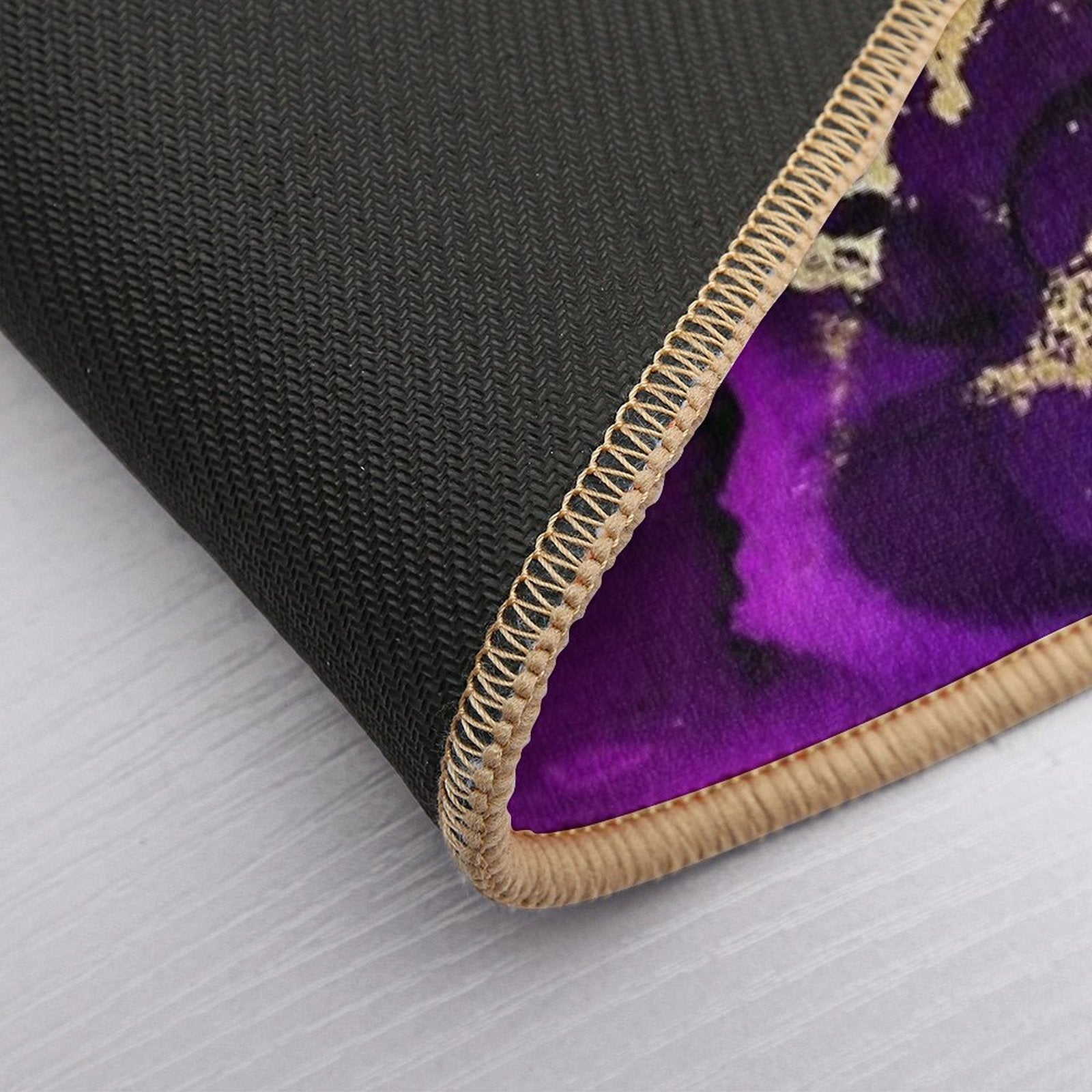 Marble Galaxy in Royal Purple And Gold Splash  Easy Maintenance Bath Mat