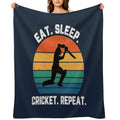 Eat Sleep Cricket Repeat Sunset White Text Premium Throw Blanket