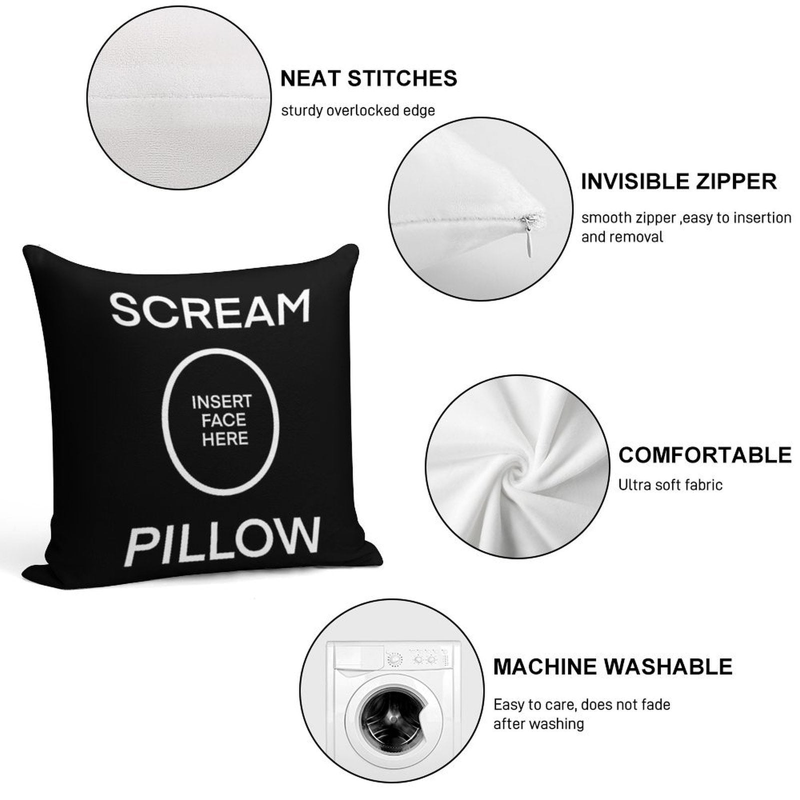 SCREAM PILLOW Soft Ultra-Soft Texture Throw Pillow