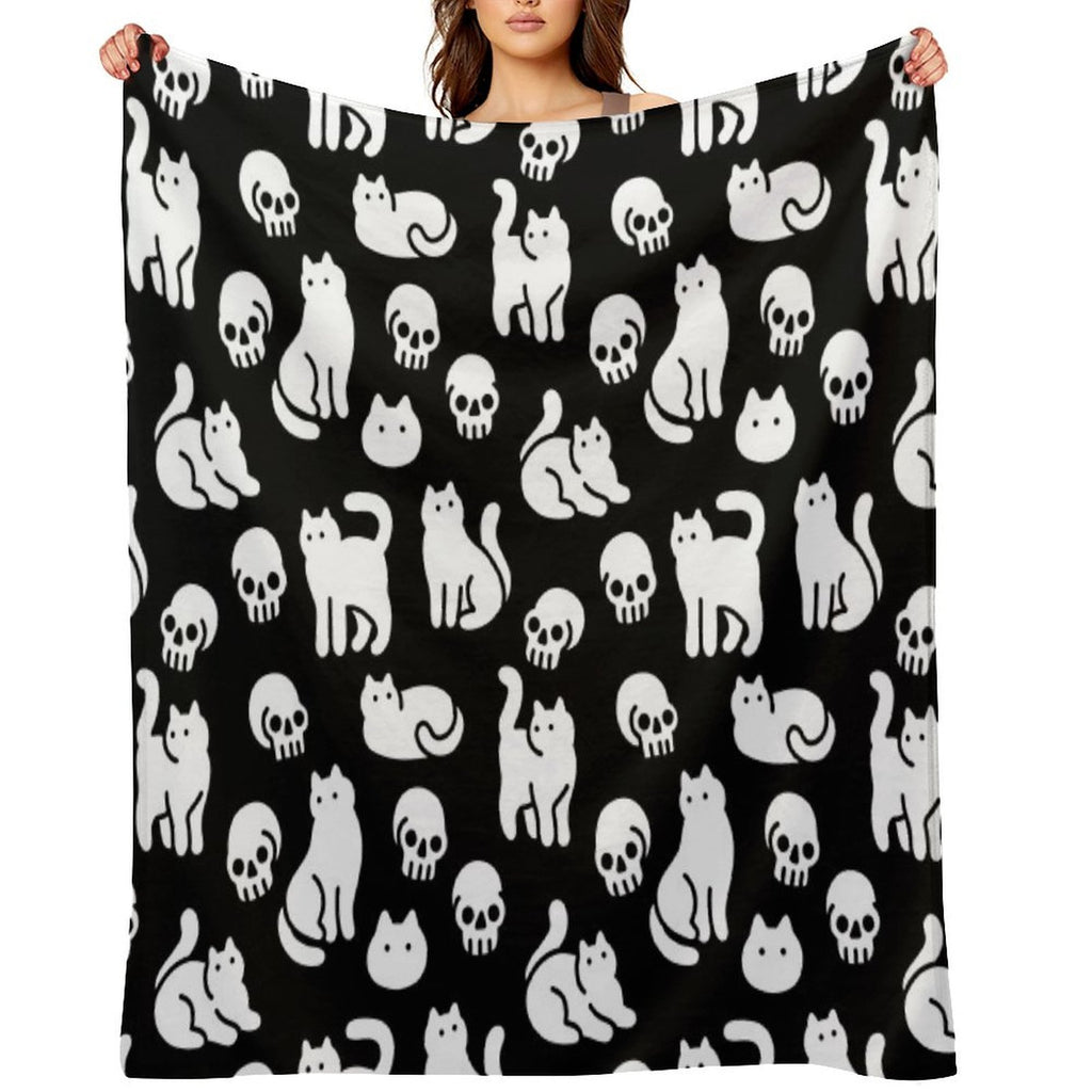 Cats And Skulls Pattern Premium Throw Blanket