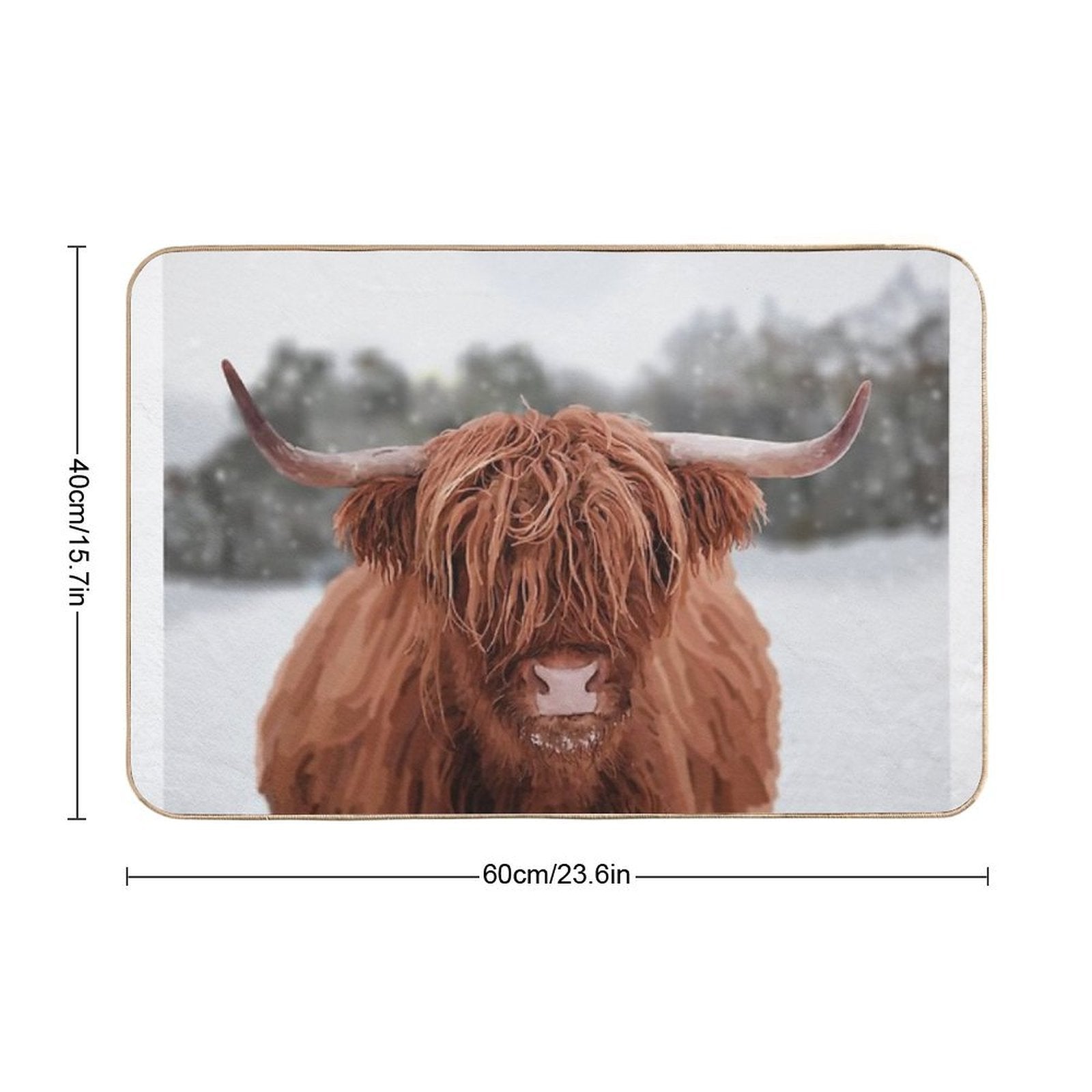 Highland Cow Snow Scene  Rapid-Drying Bath Mat
