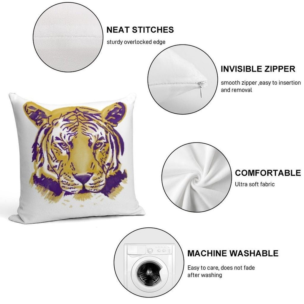 Tiger Full Face Soft Durable Construction Throw Pillow