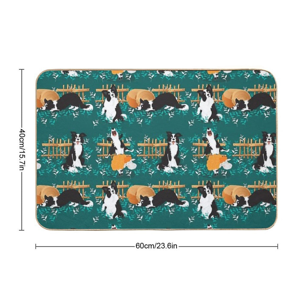 Border Collie Playing with Sheep  Non-Slip Bath Mat