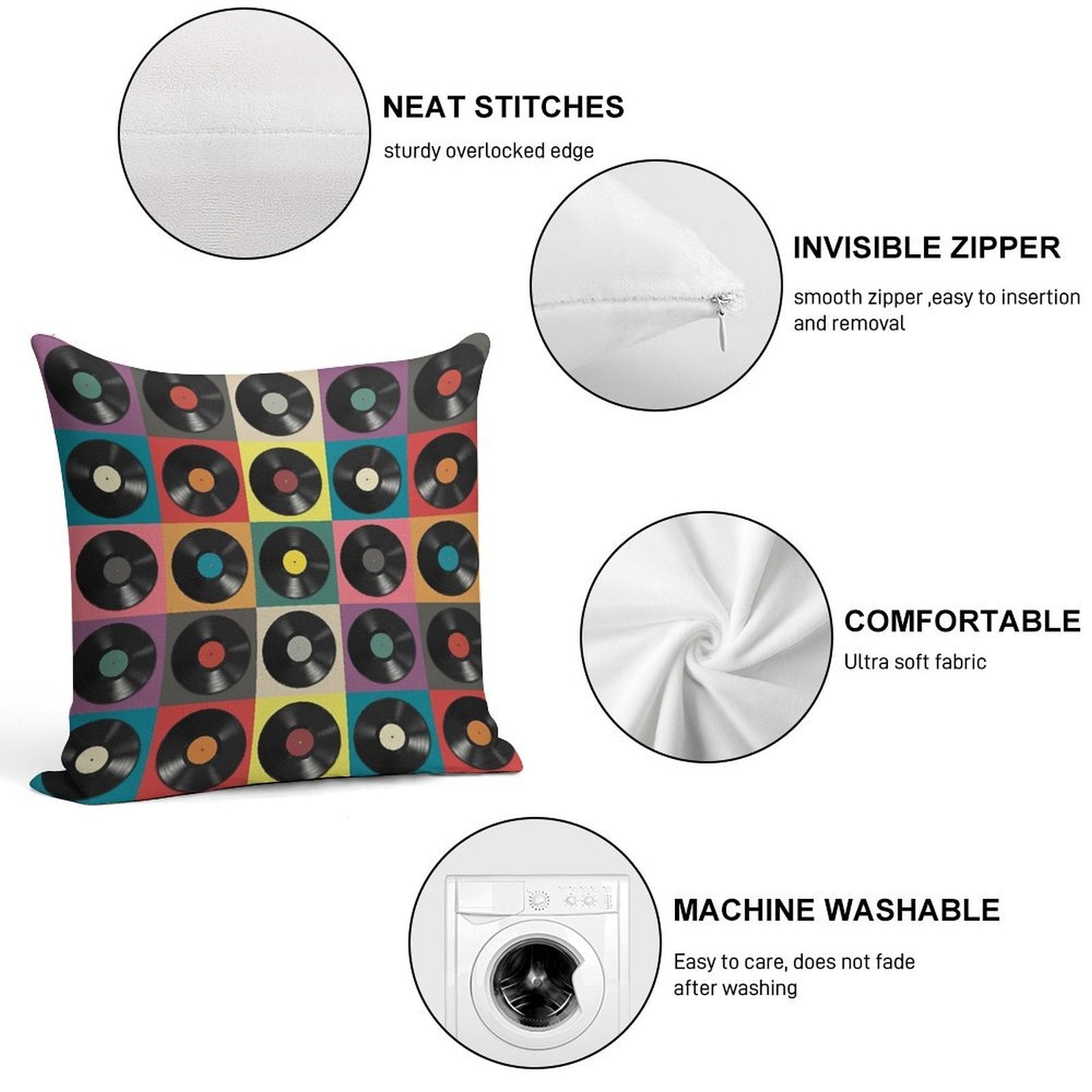 Vinyl Record Soft Warmth Comfort Throw Pillow