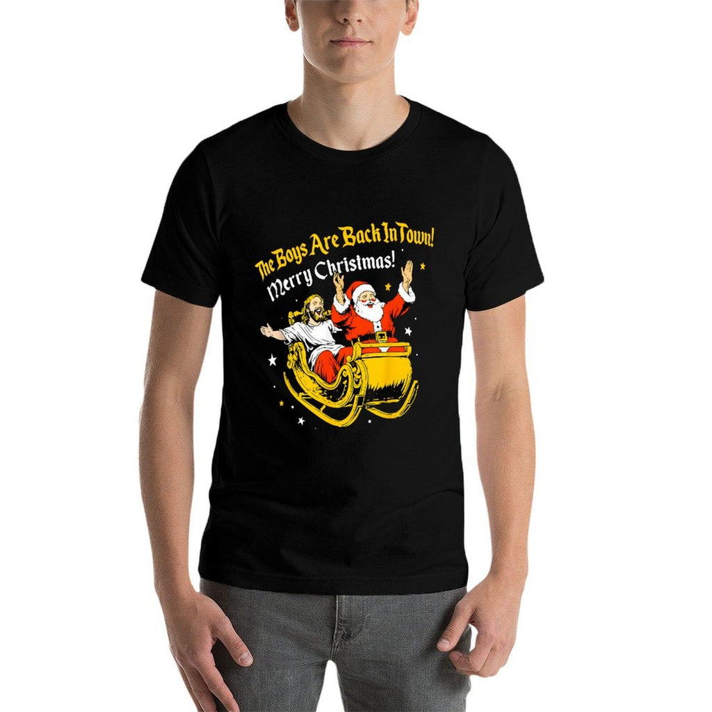 Jesus And Santa The Boys Are Back in Town Funny Christmas Comfortable T-Shirt
