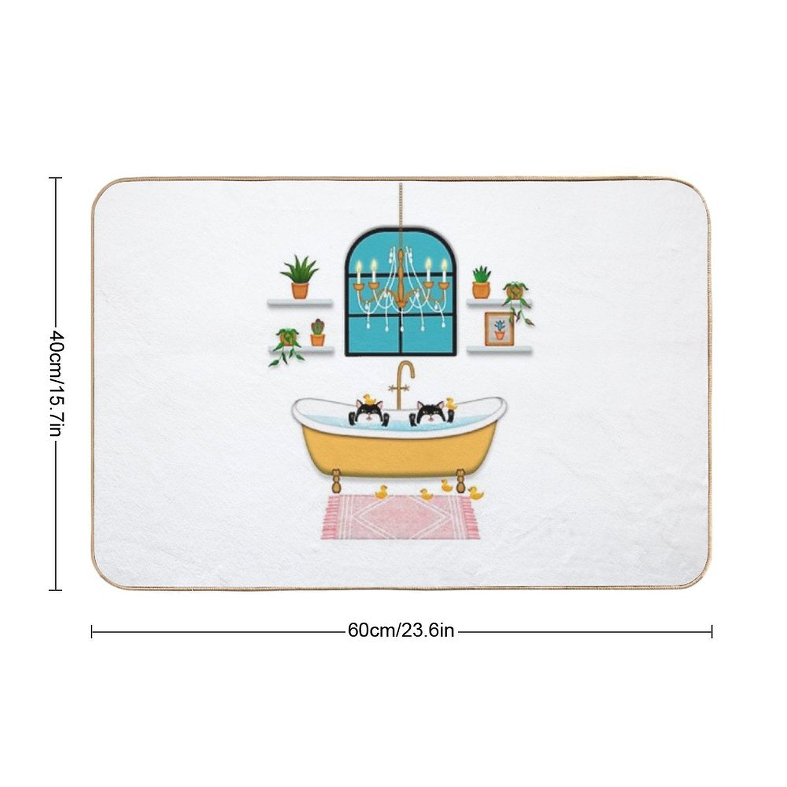 Black Cats Bubble Bath Illustration  Easy Maintenance Bath Mat
