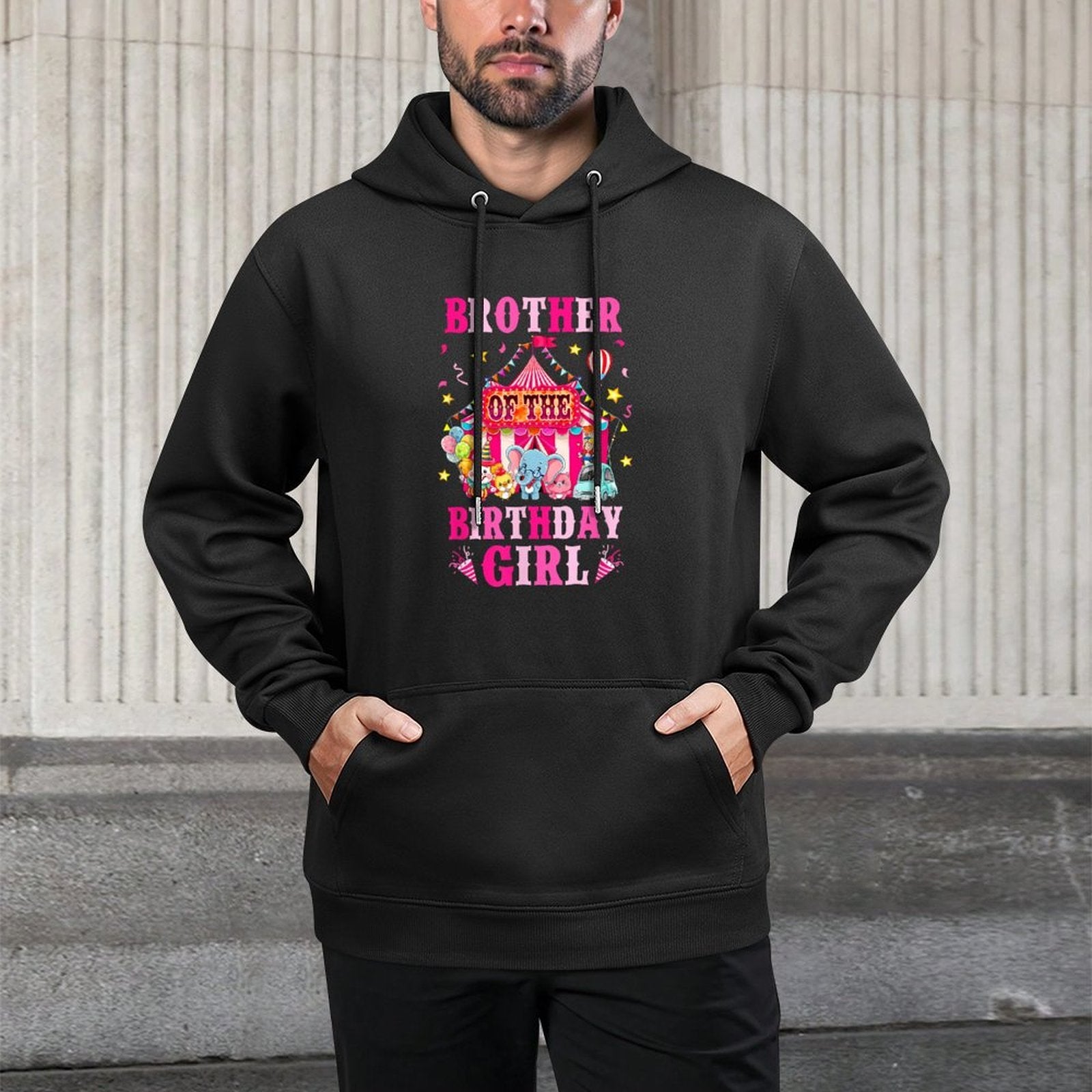 Brother Of The Birthday Girl Circus Carnival Family Party Colorfast Hoodie