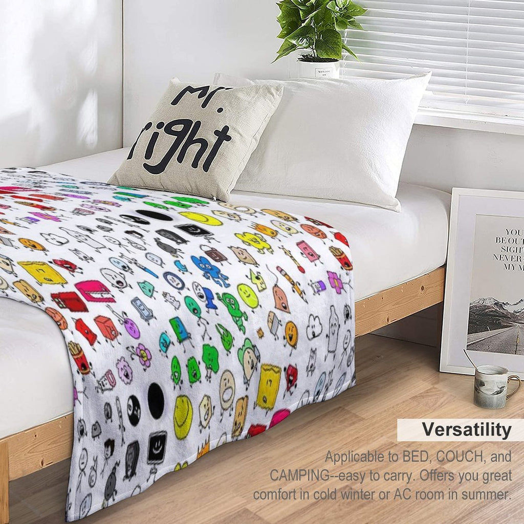 BFDI All Characters (Transparent) Easy Care Throw Blanket