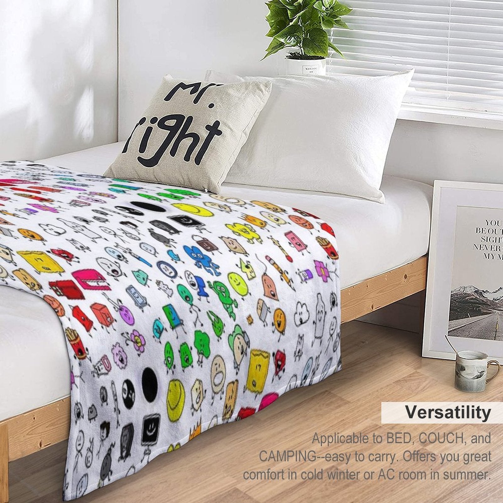 BFDI All Characters (Transparent) Easy Care Throw Blanket