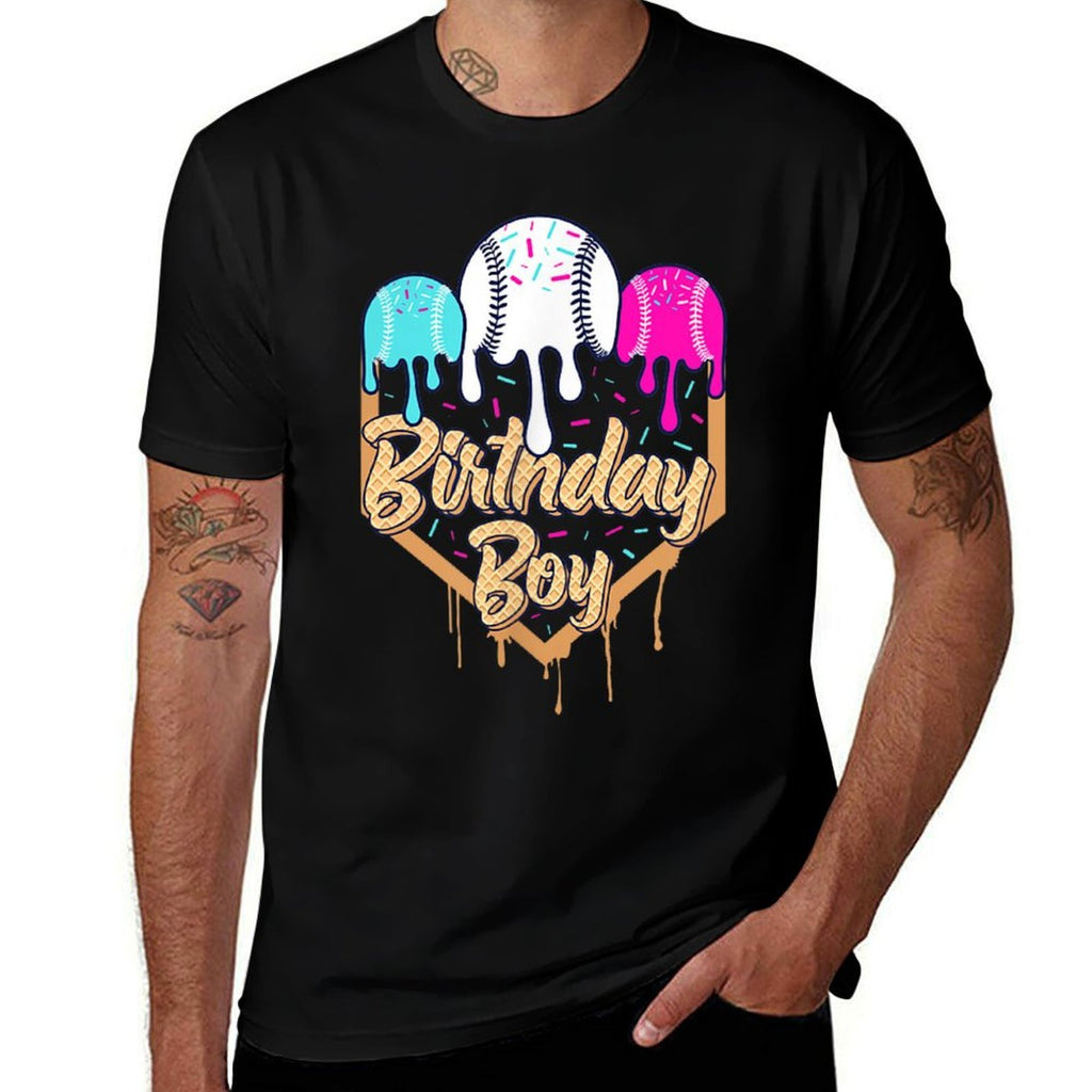 6th Birthday Baseball Ice Cream Drip Sprinkles 6 Year Old  Moisture-wicking T-Shirt