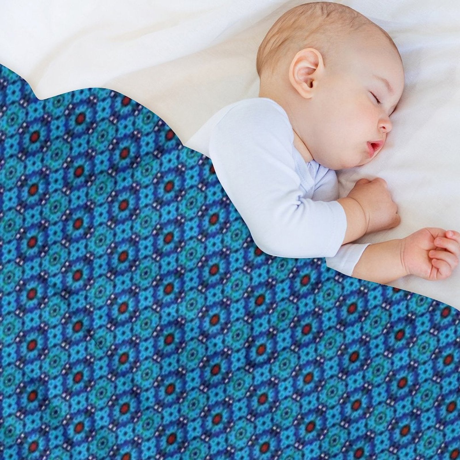 Blue Petal Medallions Anti-pilling Throw Blanket