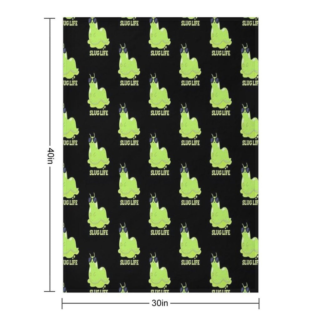 Slug Life Funny Green Slug Puns (Dark BG) Machine-washable Throw Blanket
