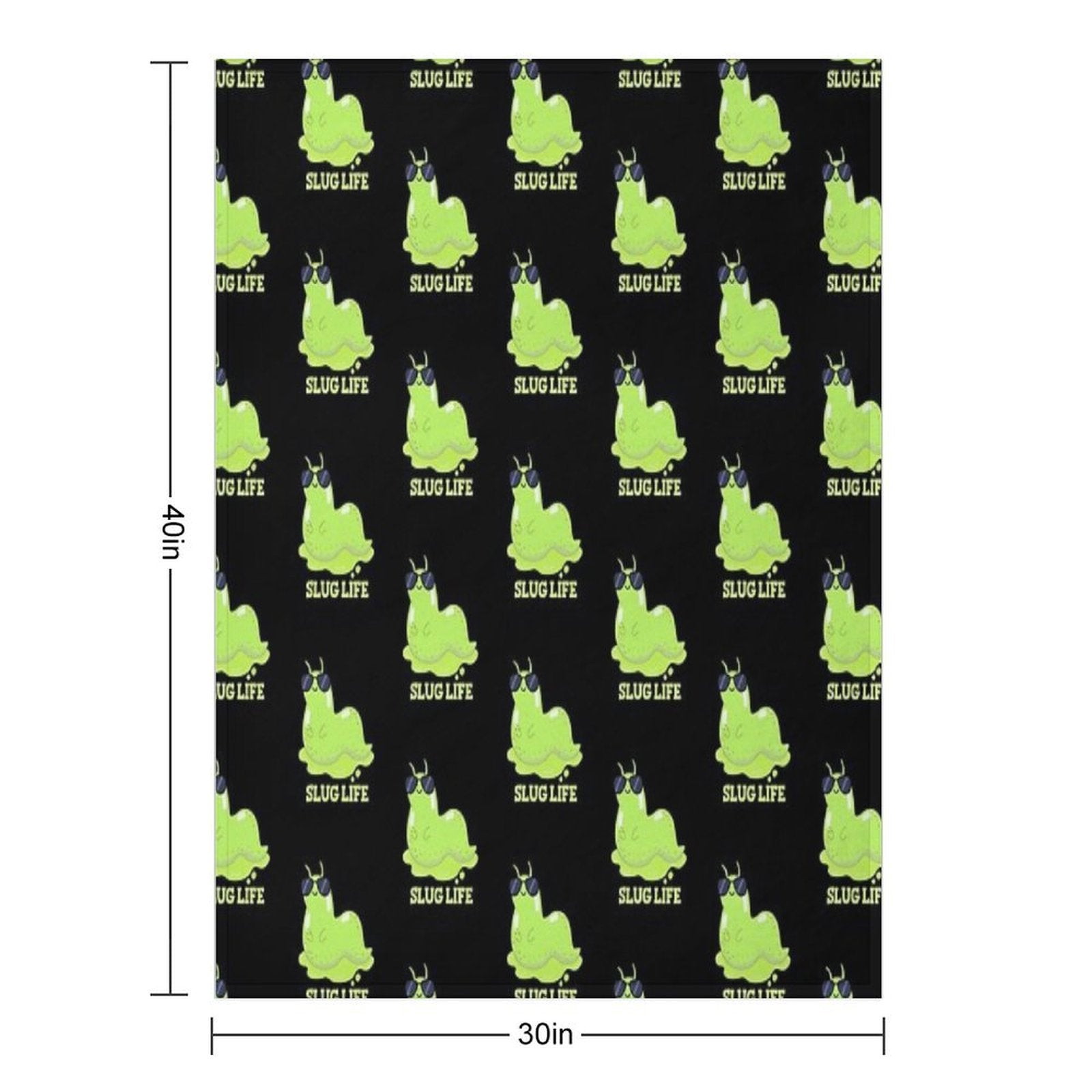 Slug Life Funny Green Slug Puns (Dark BG) Machine-washable Throw Blanket