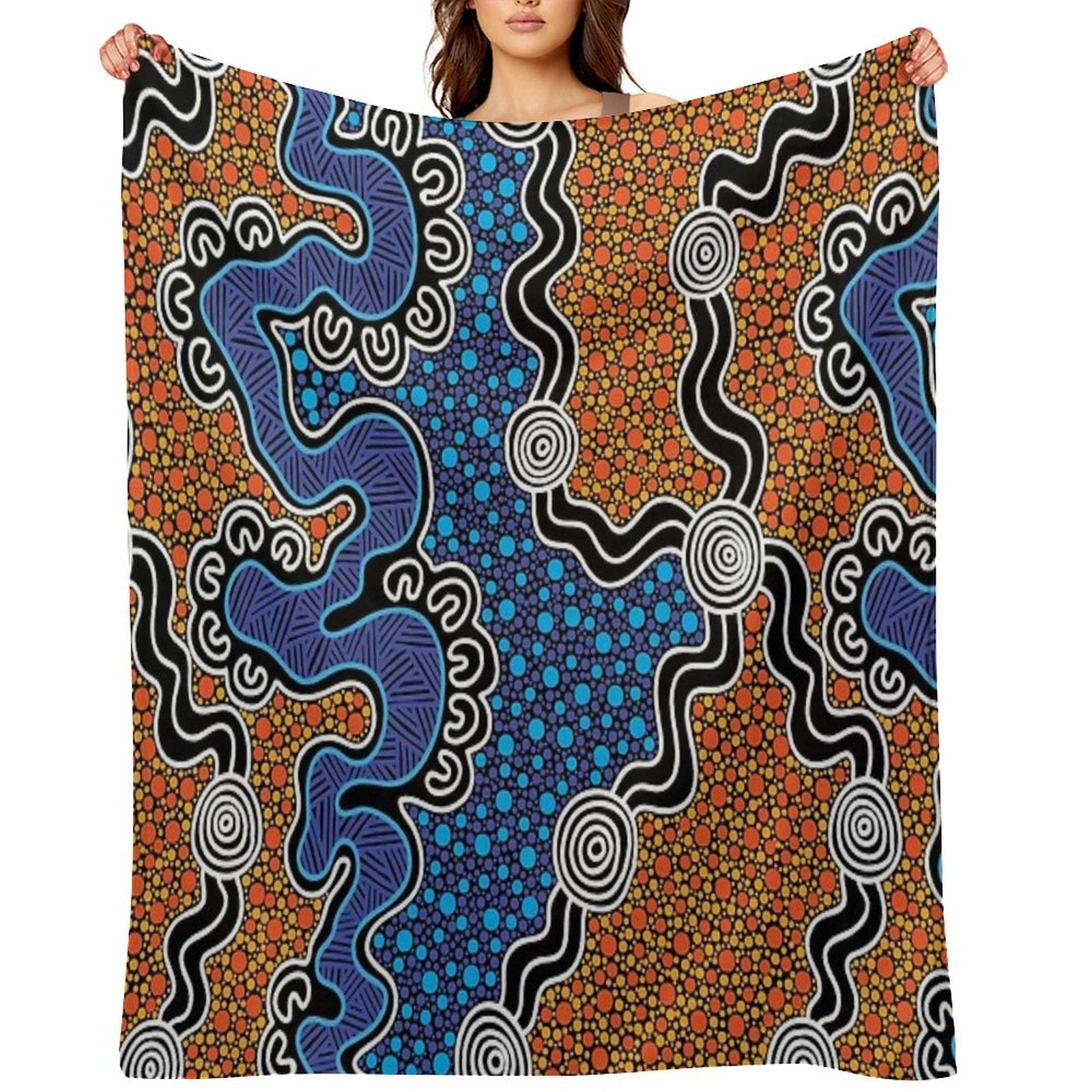 Authentic Aboriginal Art - Gift-ready Throw Blanket
