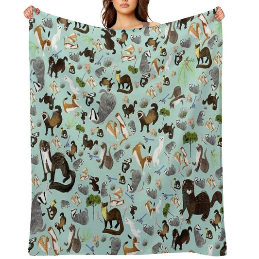 Mustelids from Spain Pattern Plush Throw Blanket