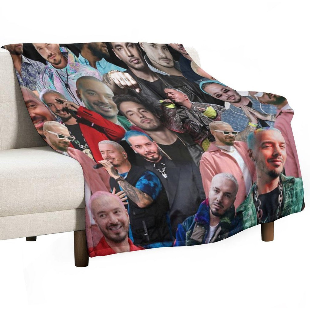 J Balvin Photo Collage Velvety-soft Throw Blanket