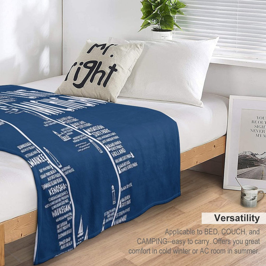 Lake Michigan Map Anti-pilling Throw Blanket
