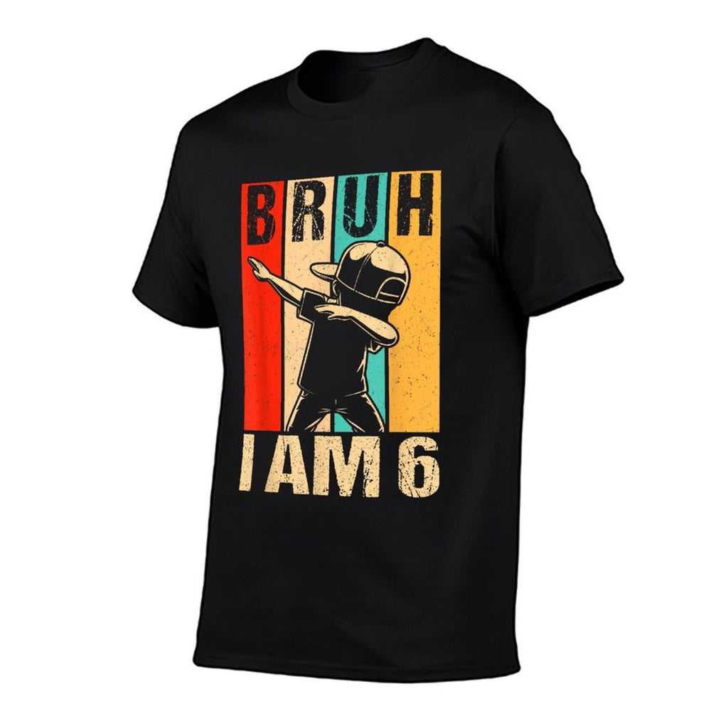 6 Year Old Birthday Dabbing Boy Bruh Its My 6th Birthday  Ribbed Collar T-Shirt