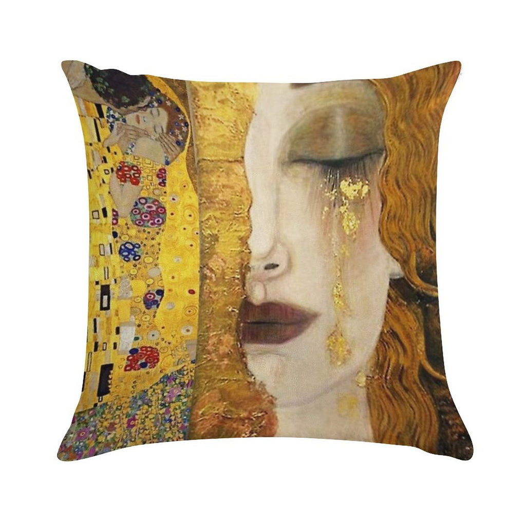 Golden Tears - Gustav Klimt Soft Luxury Feel Throw Pillow