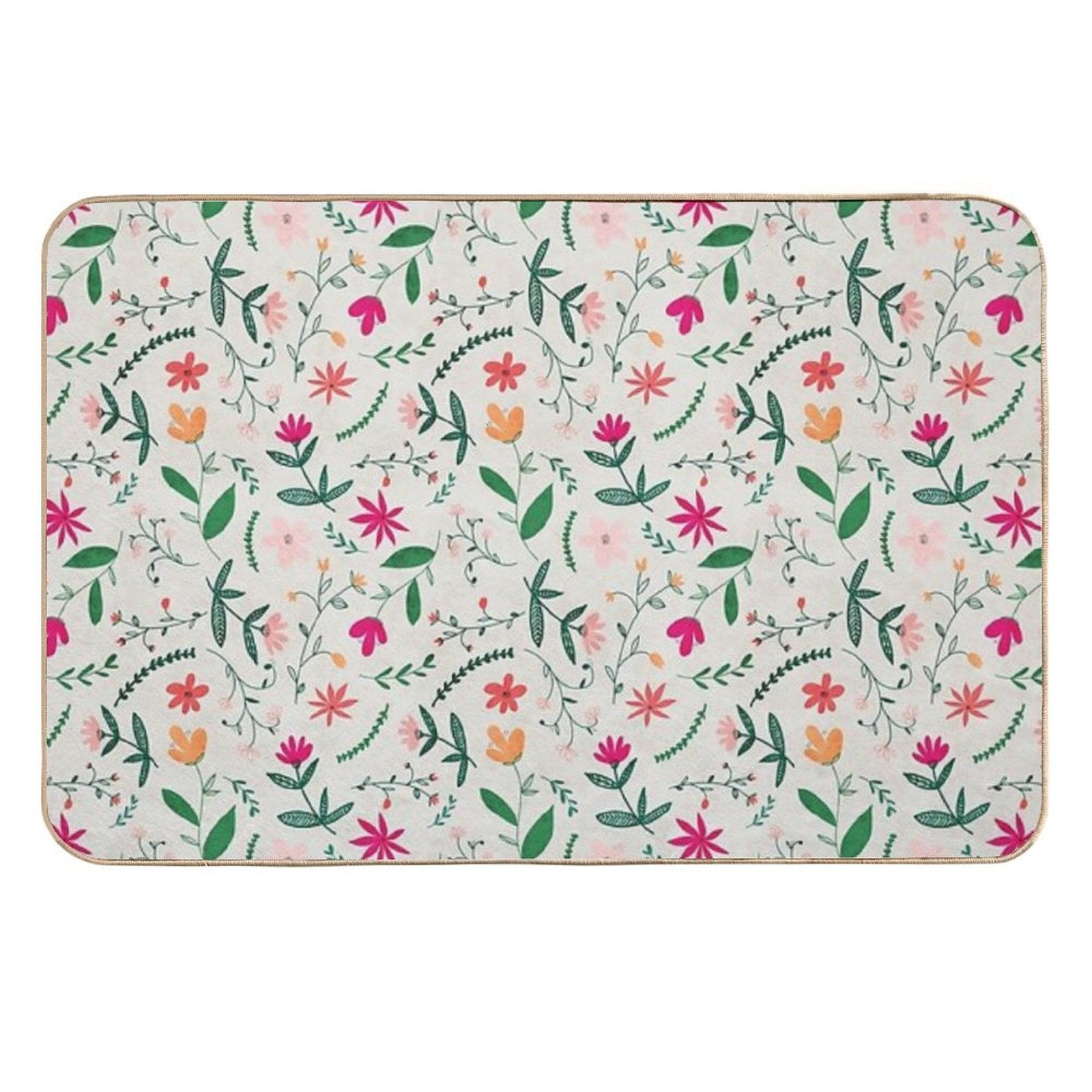 Floral Seamless Pattern  Slip-Resistant Bath Mat