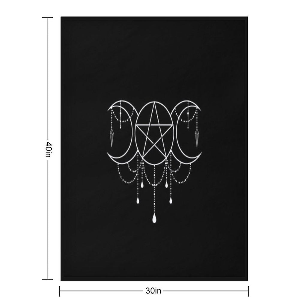 Triple Moon Goddess Pentacle Lightweight Throw Blanket