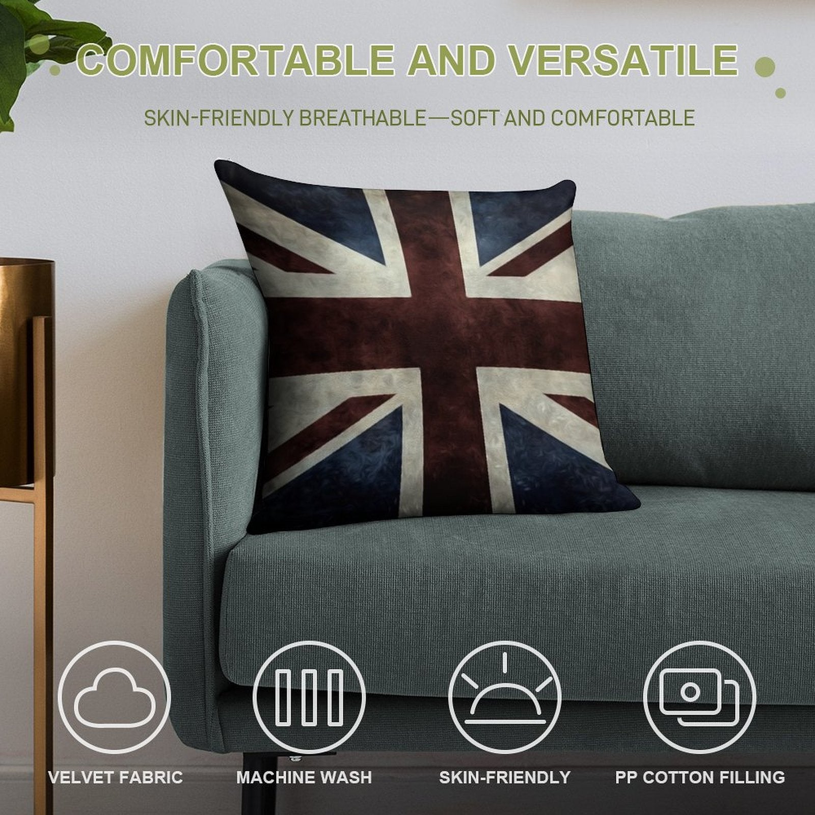 A Grunge Looking Distressed Union Jack Uk Version Soft Anti-Pilling Throw Pillow