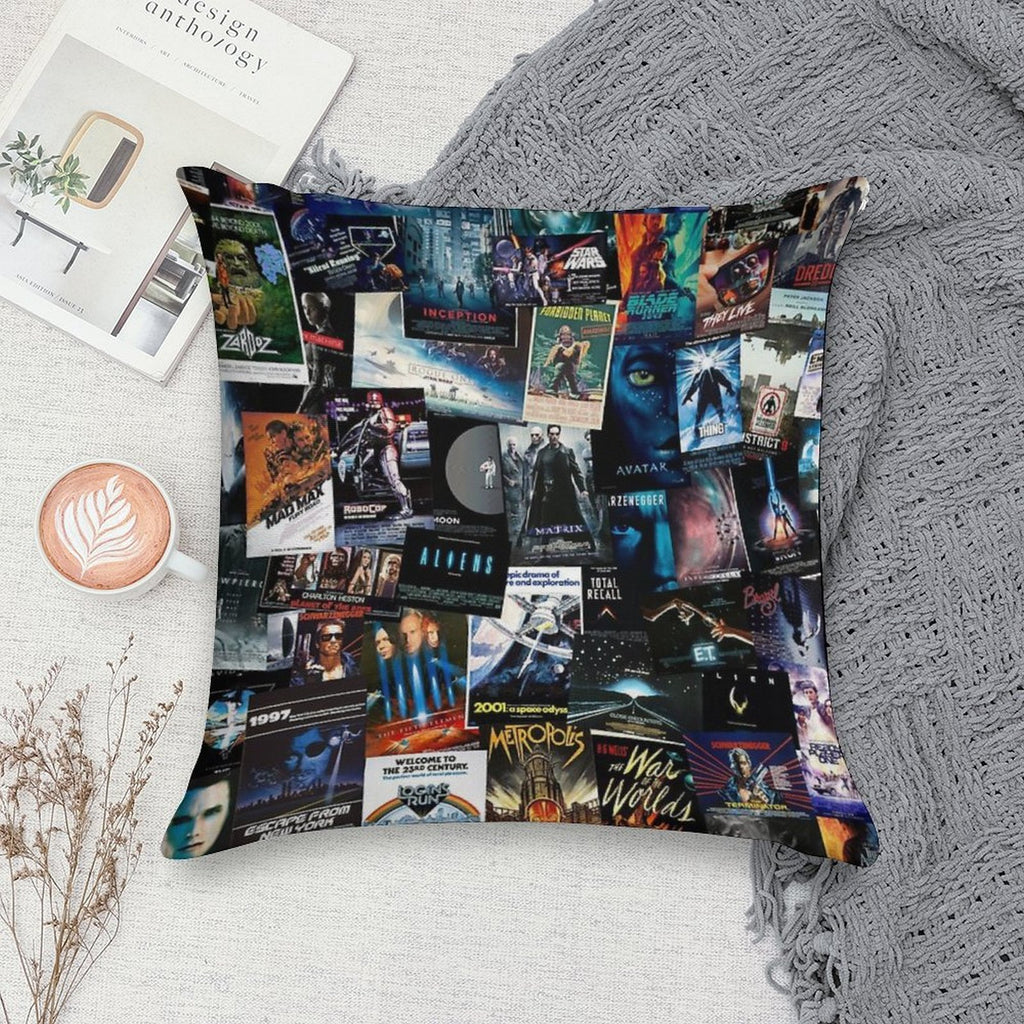 Sci-Fi Movie Posters Soft Luxury Feel Throw Pillow