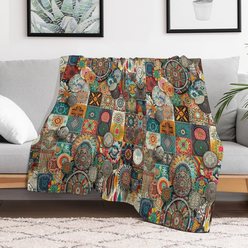 Fabric Pattern Multi-functional Throw Blanket