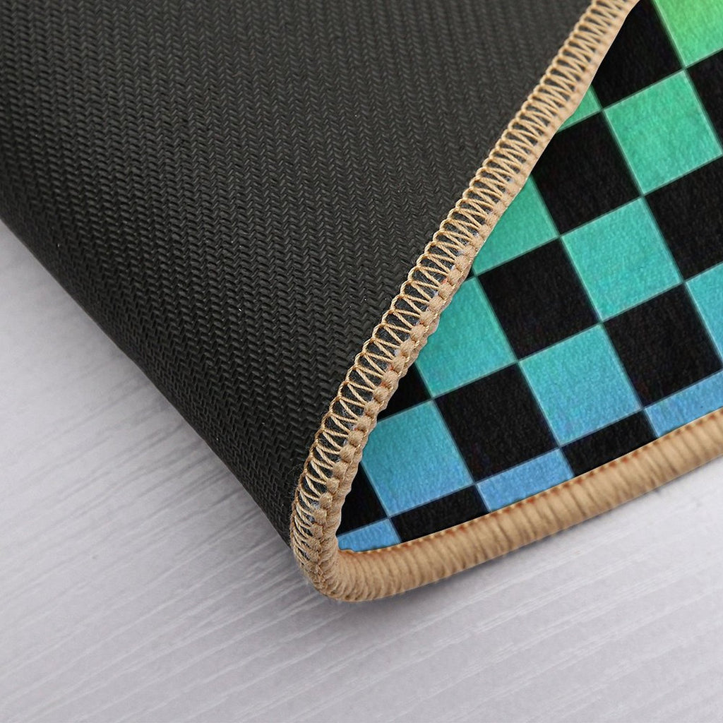Rainbow And Black Checkerboard  Long-Lasting Bath Mat