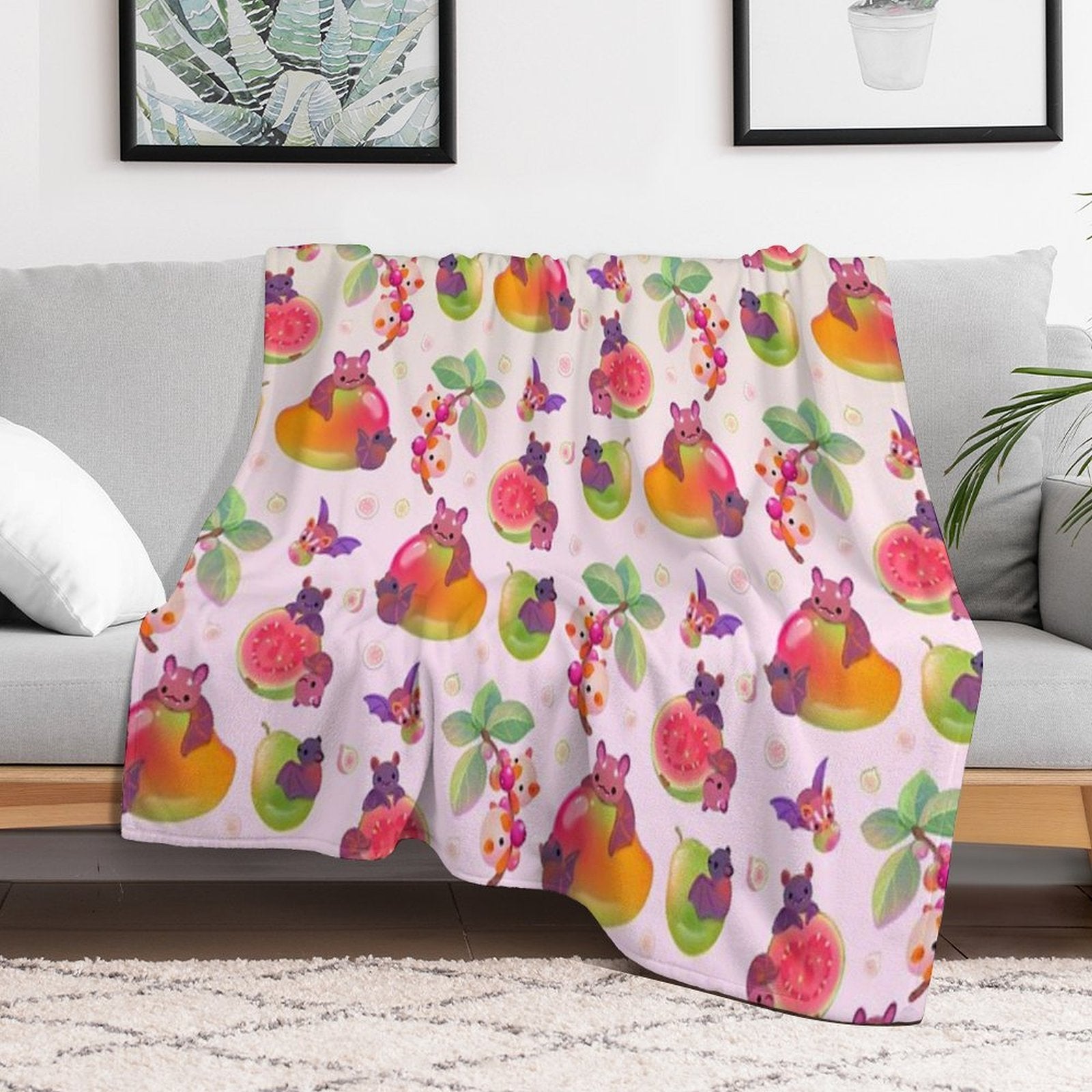 Fruit And Bat - Pastel All-season Throw Blanket
