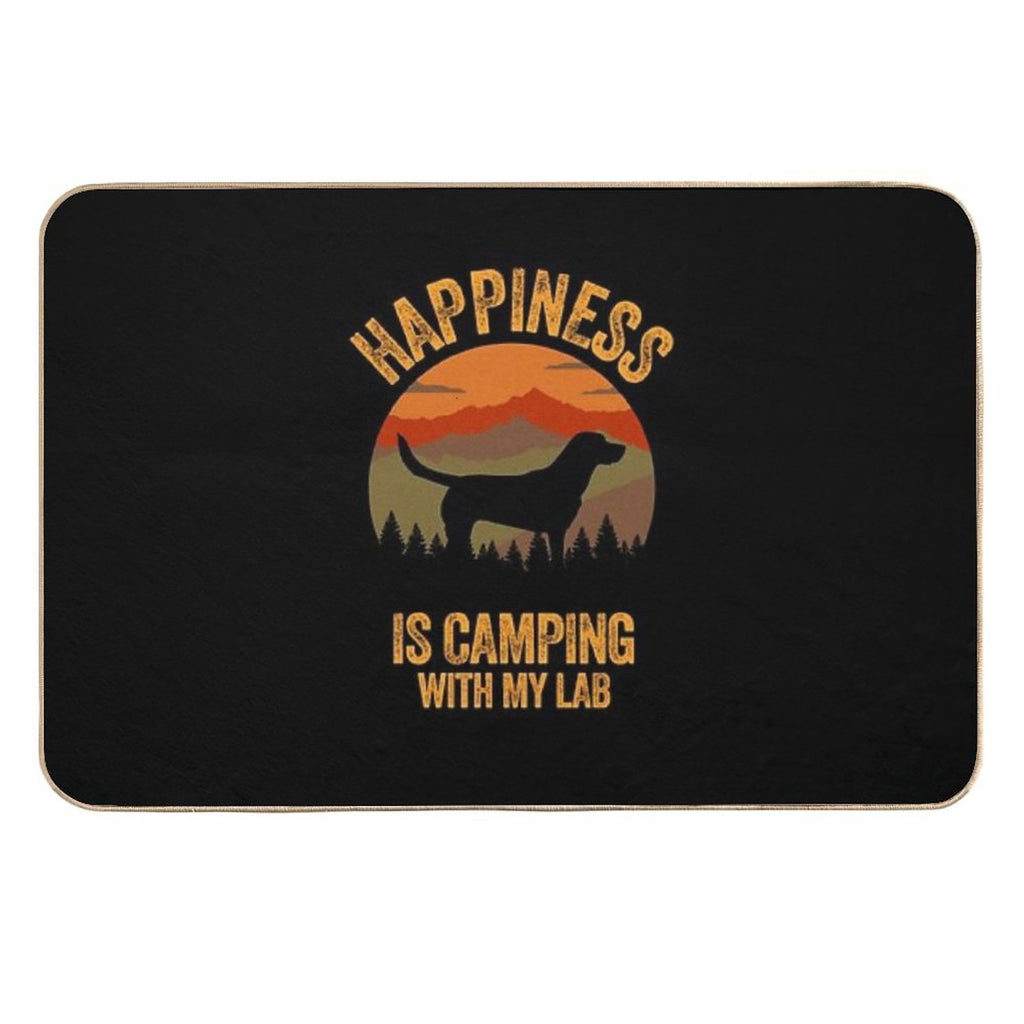 Happiness Is Camping With My Lab Labrador  Dirt-Trapping Bath Mat