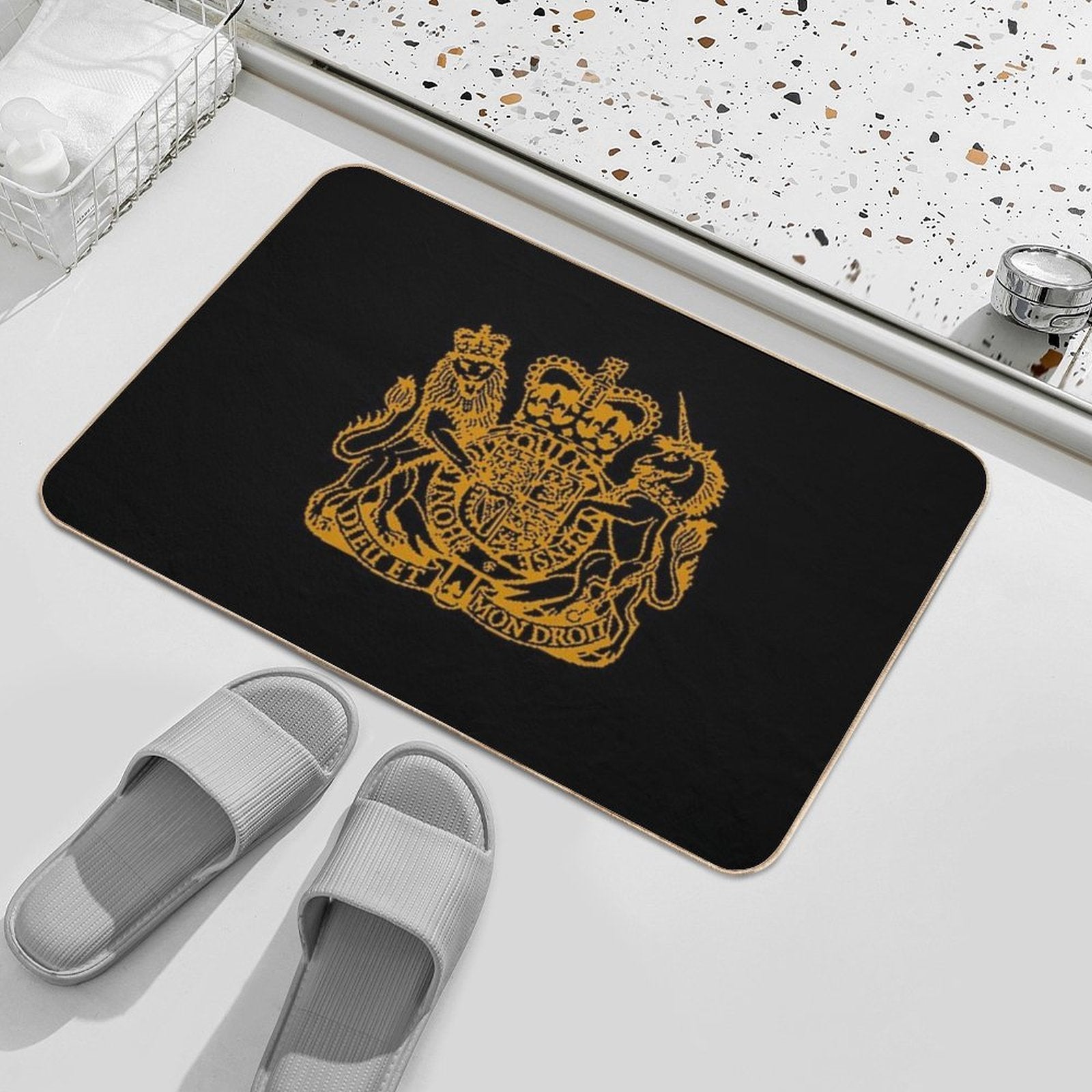 Elizabeth II Royal Coat of Arms Emblem  High-Traffic Bath Mat