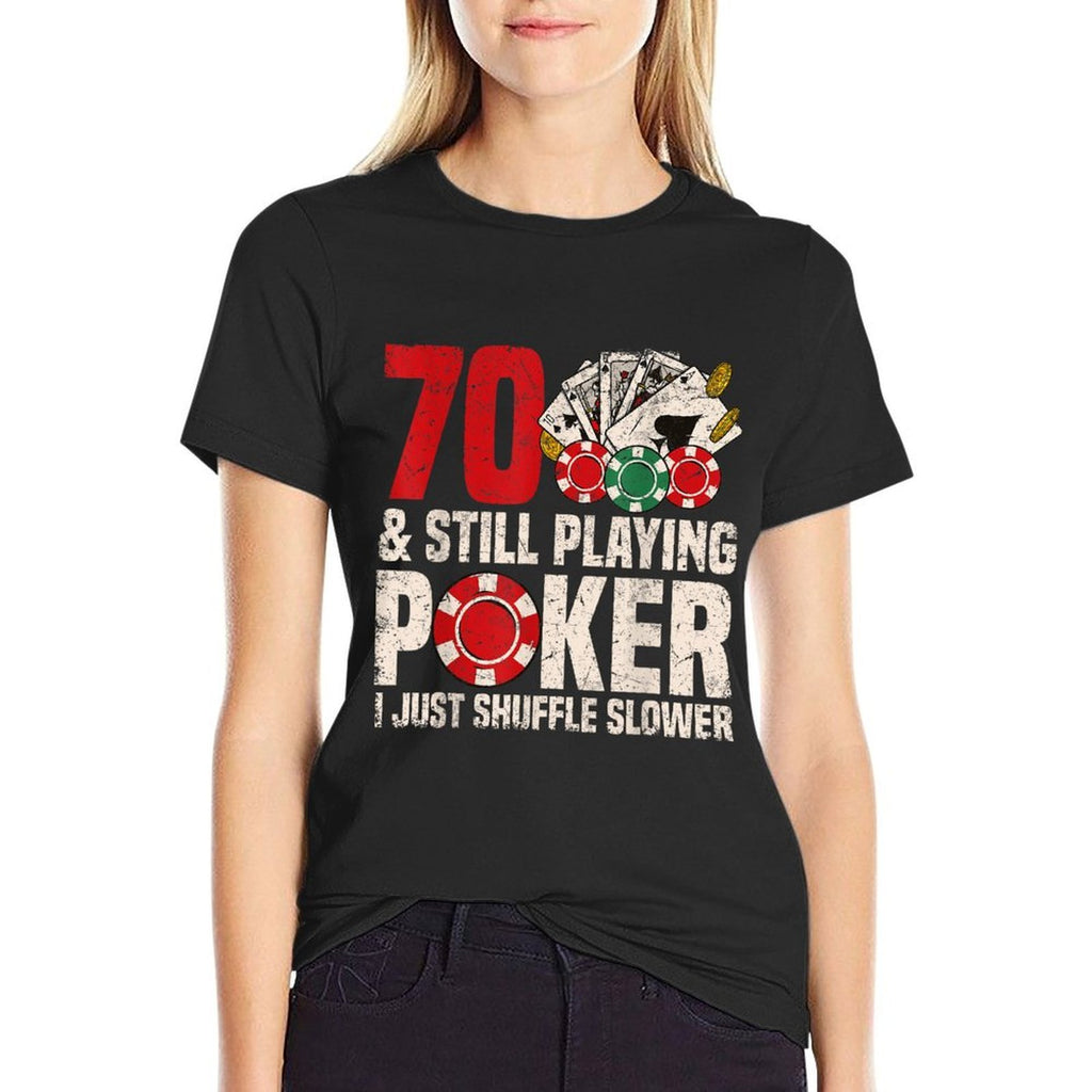 Mens 70th Birthday Poker  Oversized Silhouette T-Shirt