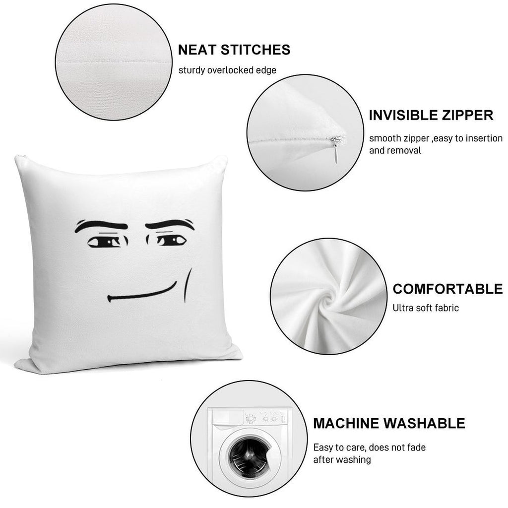 Man Face Soft Short Plush Fabric Throw Pillow