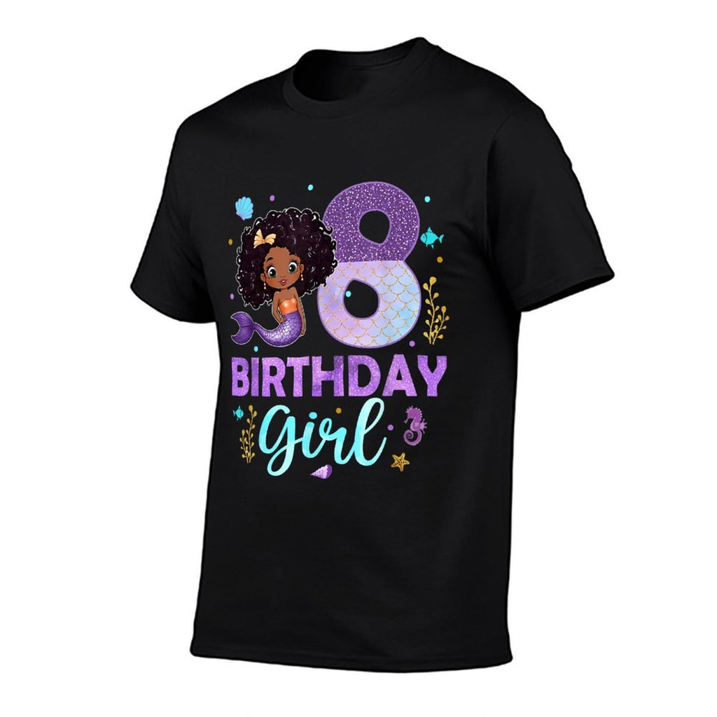8th Birthday Outfit Girl 8 Yrs Old African American Mermaid Comfortable T-Shirt